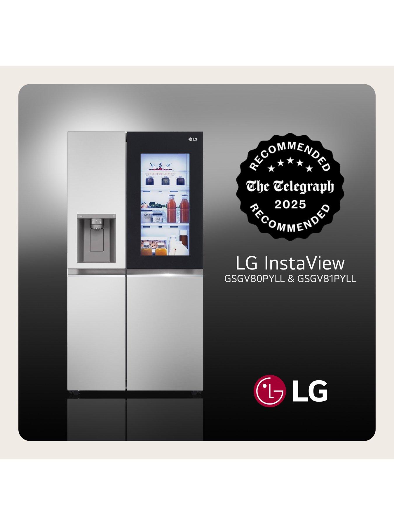  image of lg-instaview-gsgv81pyll-side-by-side-americannbspfridge-freezer-with-non-plumbed-water-amp-ice-dispenser-prime-silver-635l-e-rated