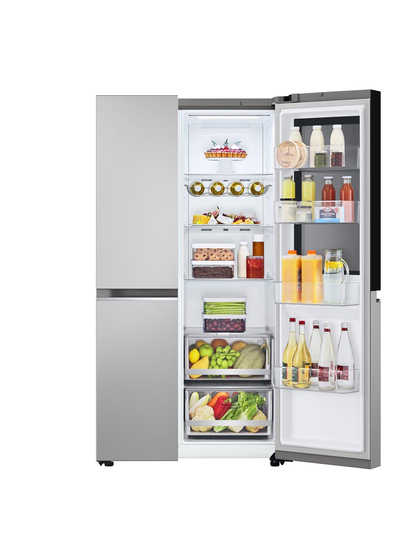  image of lg-instaview-gsvv80pyll-side-by-side-6040-americannbspfridge-freezer-prime-silver-655l-e-rated