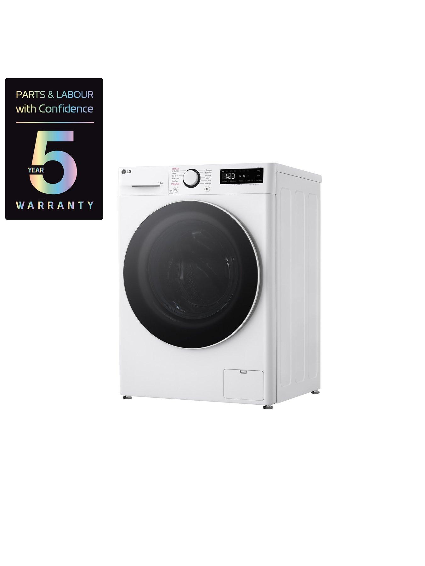 stillFront image of lg-turbowash-f4y513wwln1-13kg-wash-1400-spinnbspwashing-machine-white