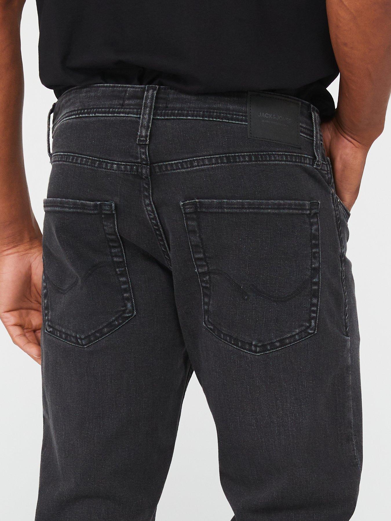  image of jack-jones-mike-regular-tapered-fit-jeans-black