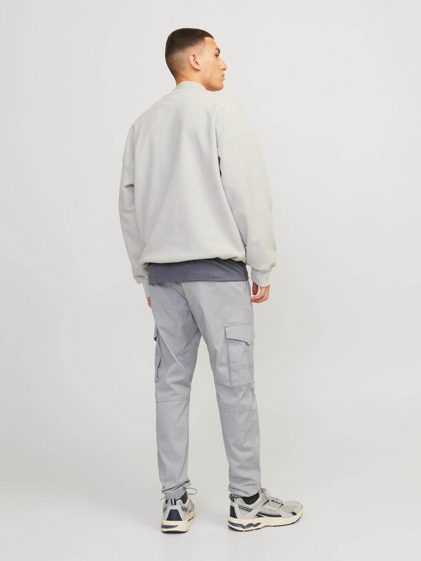 Image 2 of 6 of Jack & Jones Jack &amp; Jones Paul Tapered Fit Cuffed Cargo Trousers - Grey