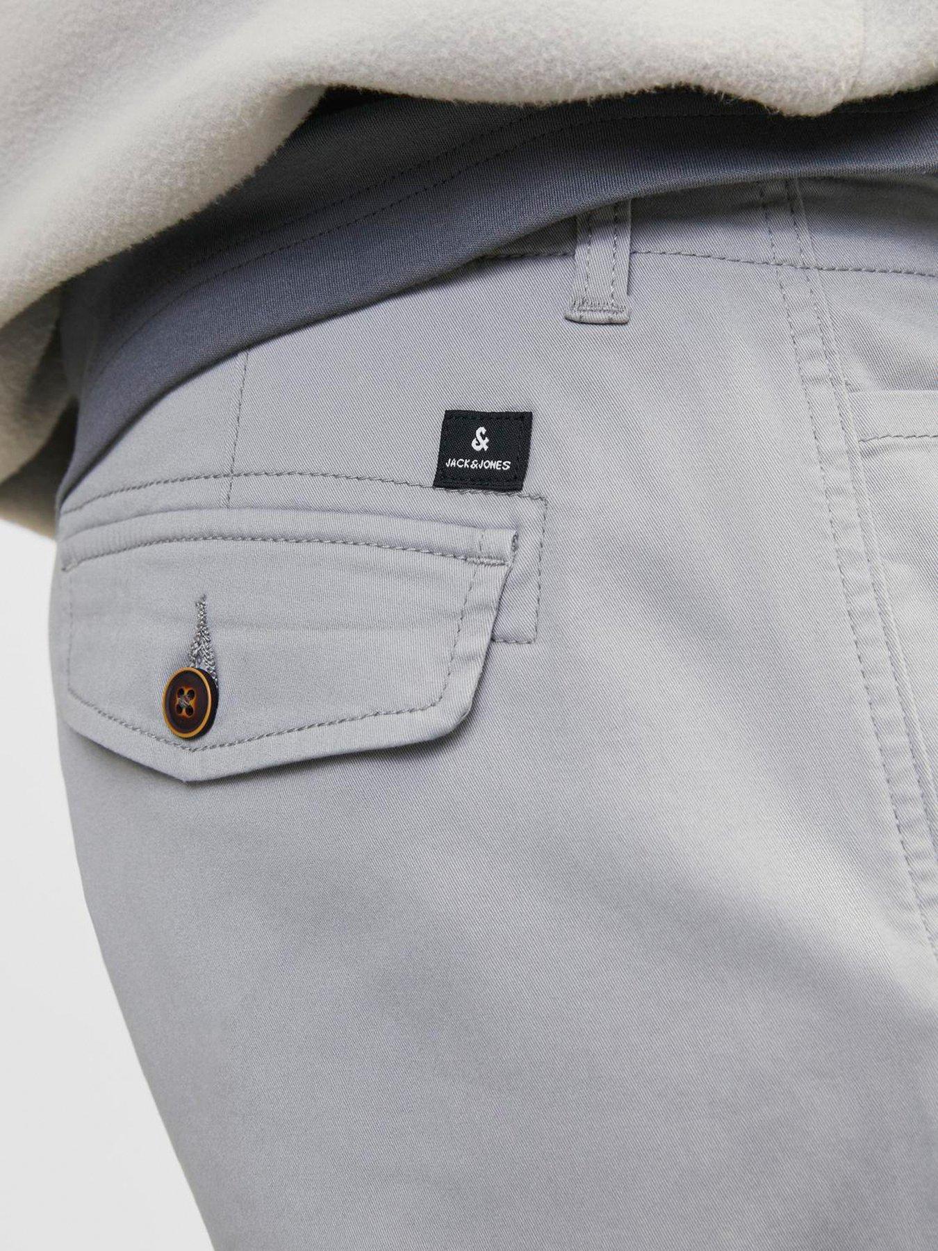 Image 4 of 6 of Jack & Jones Jack &amp; Jones Paul Tapered Fit Cuffed Cargo Trousers - Grey