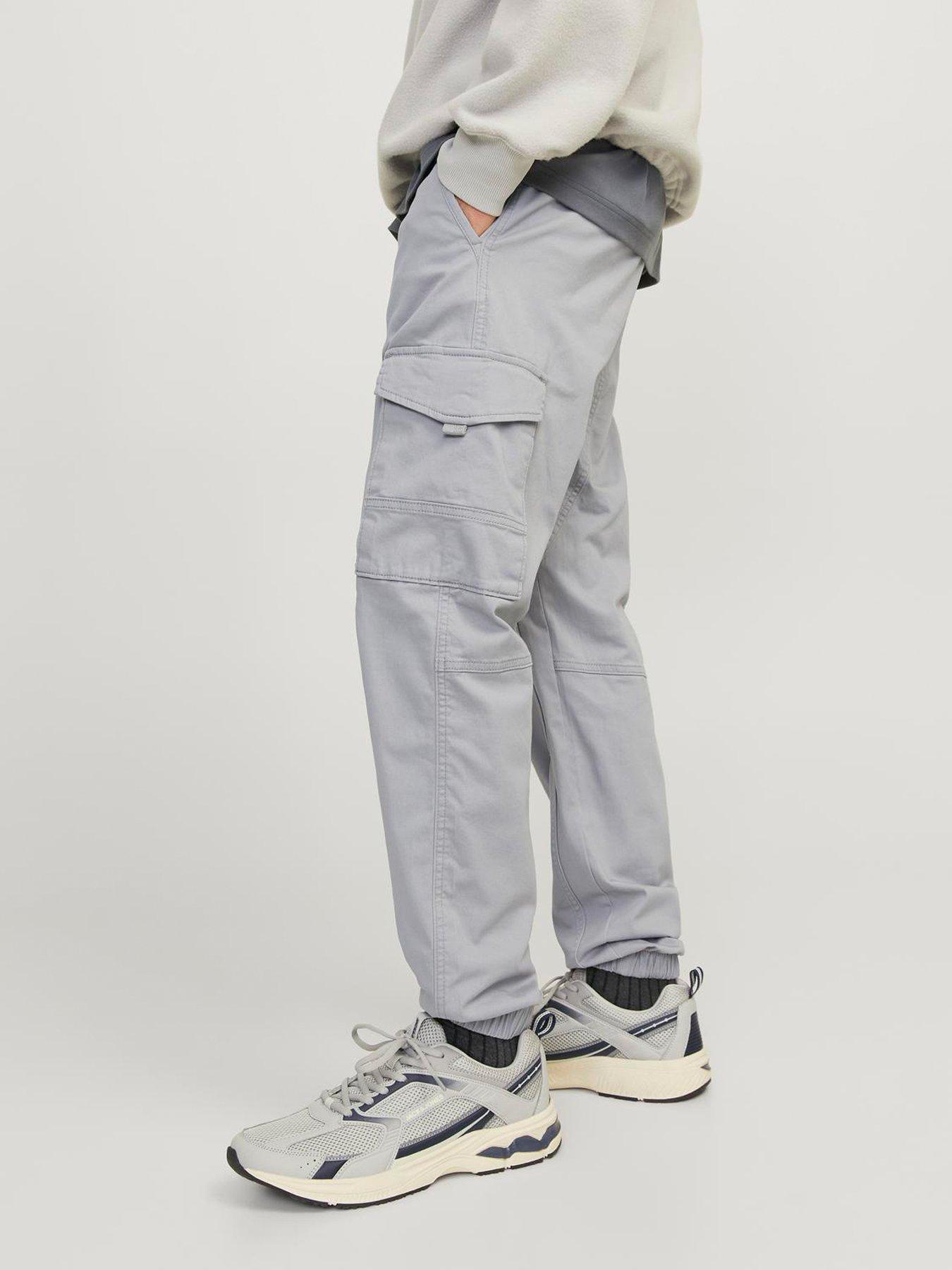 Image 5 of 6 of Jack & Jones Jack &amp; Jones Paul Tapered Fit Cuffed Cargo Trousers - Grey