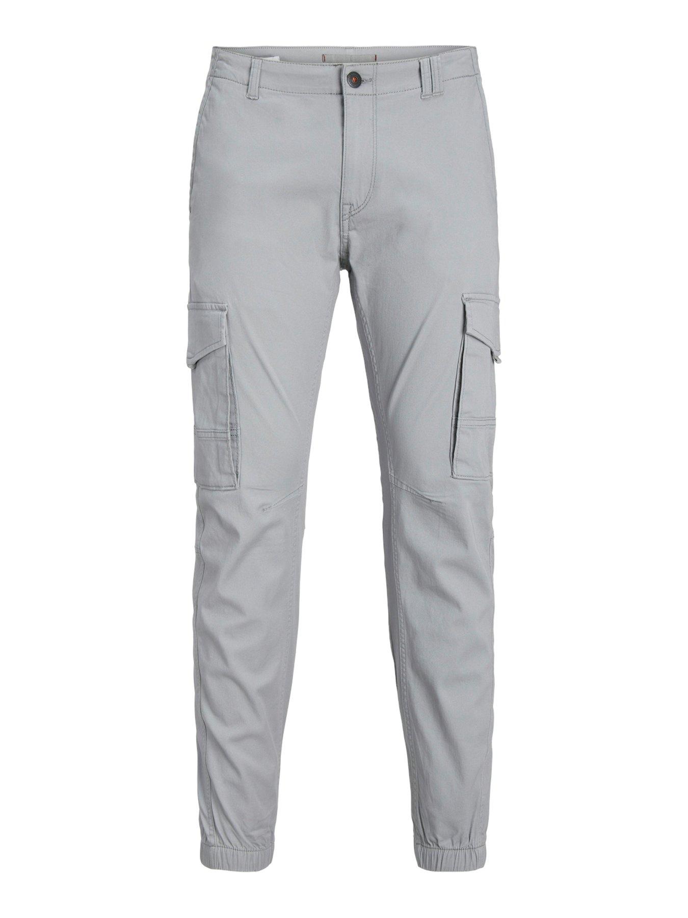 Image 6 of 6 of Jack & Jones Jack &amp; Jones Paul Tapered Fit Cuffed Cargo Trousers - Grey