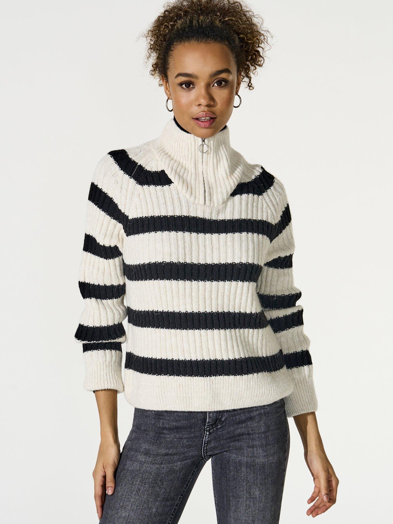 Only Freya Long Sleeve Zip High Neck Knit - Cream