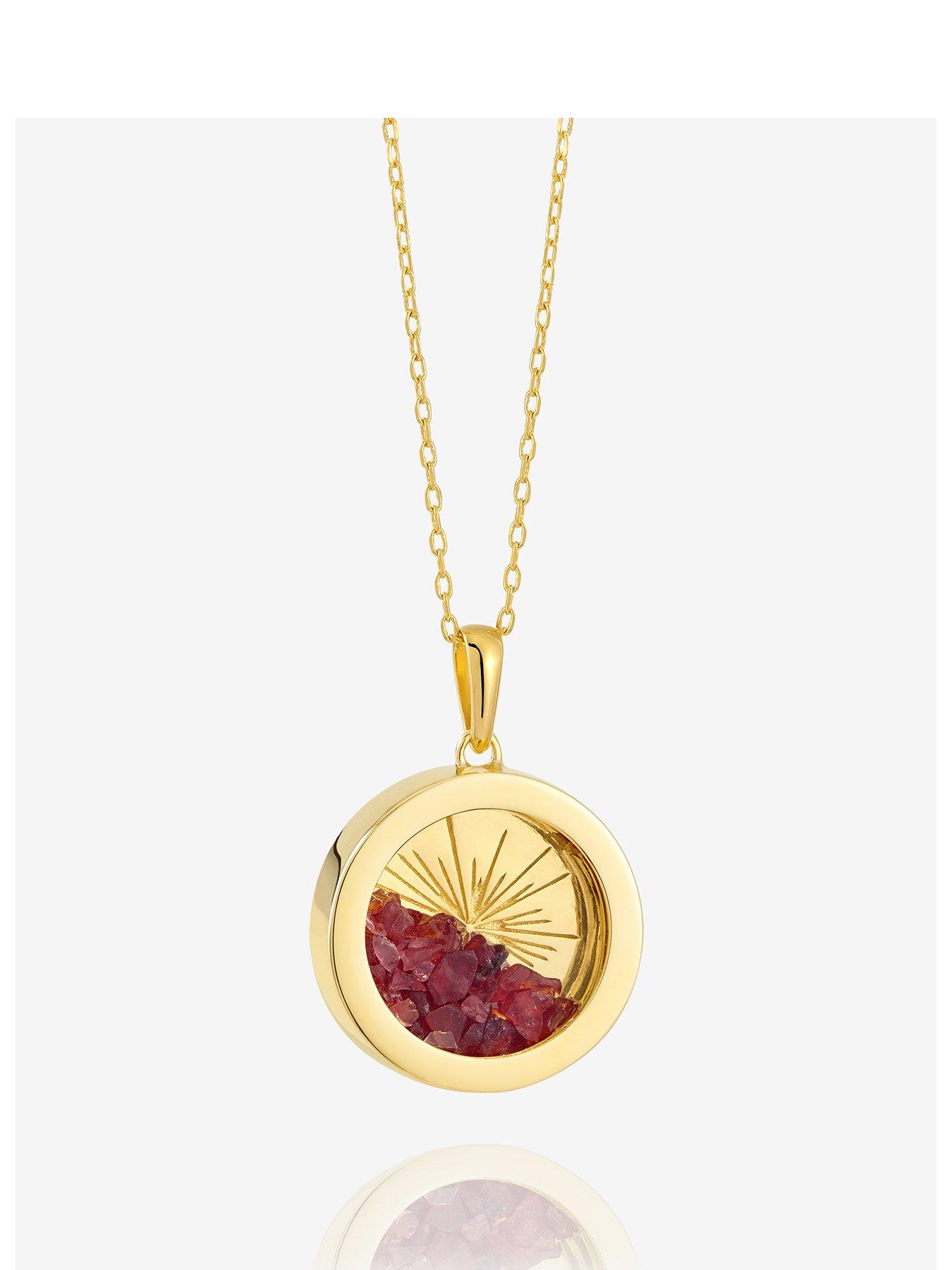 Rachel Jackson Medium Deco Sun Amulet Birthstone Necklace Gold