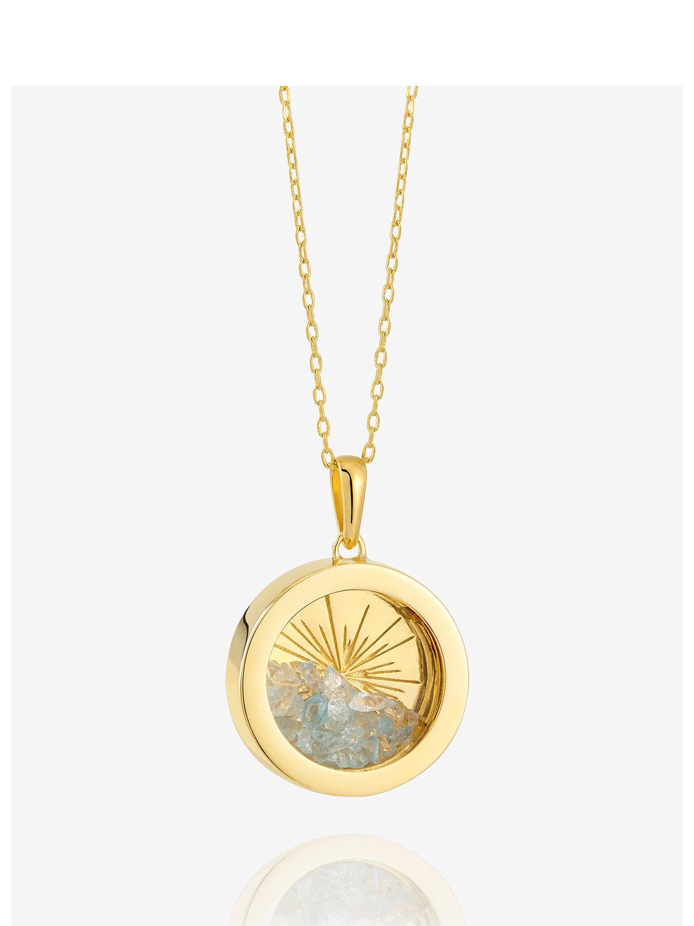 Rachel Jackson Medium Deco Sun Amulet Birthstone Necklace - Gold