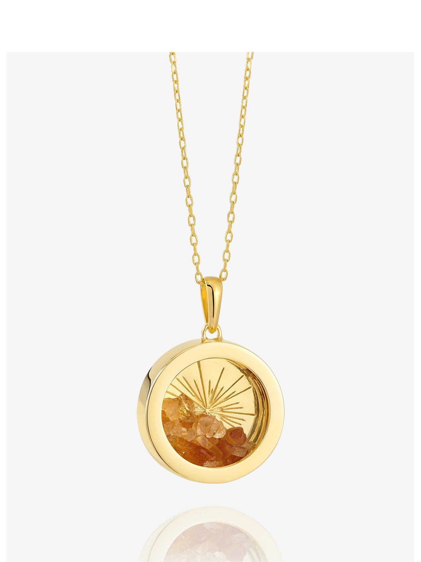 Rachel Jackson Medium Deco Sun Amulet Birthstone Necklace - Gold