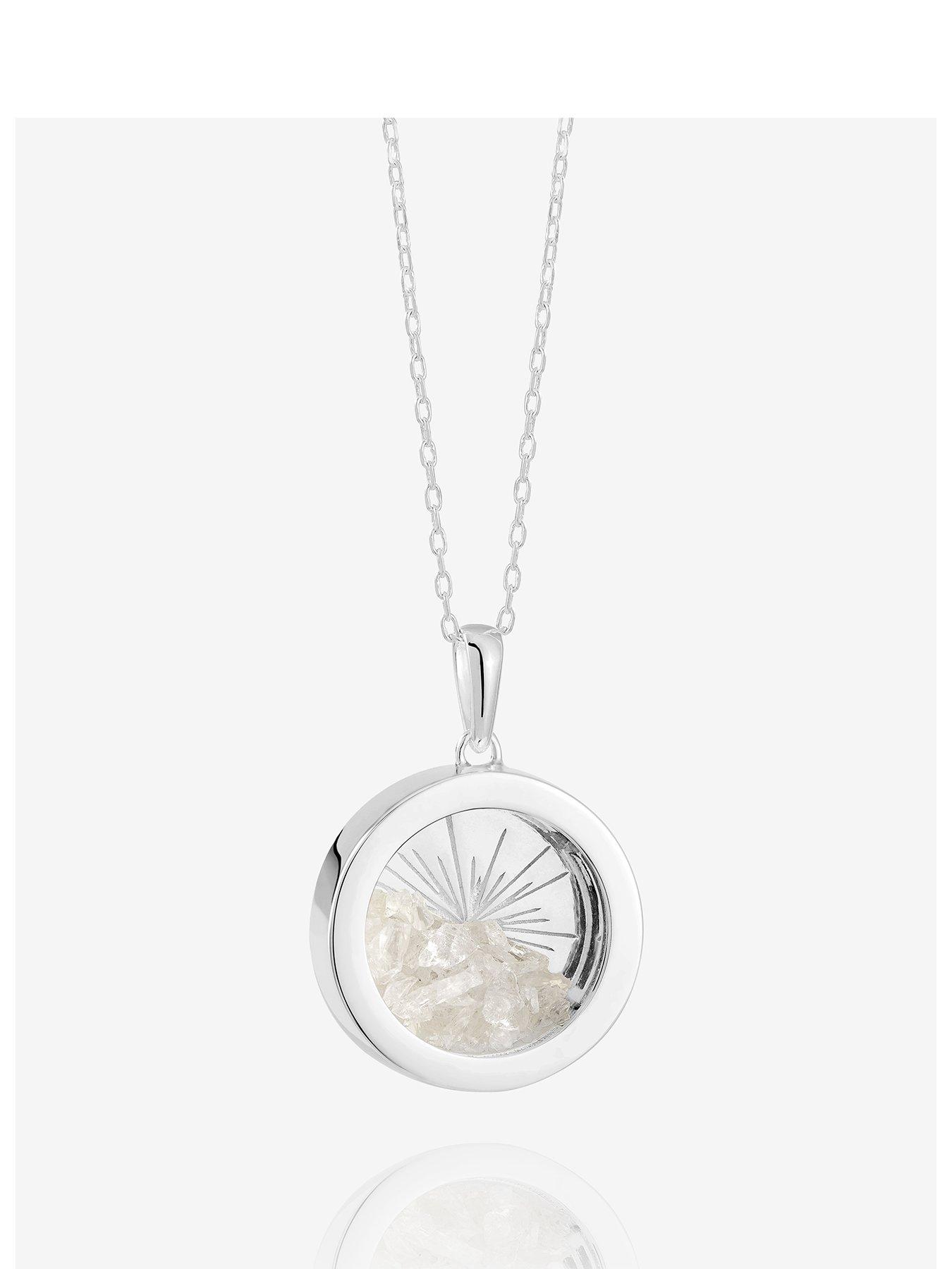 Rachel Jackson Medium Deco Sun Amulet Birthstone Necklace Silver