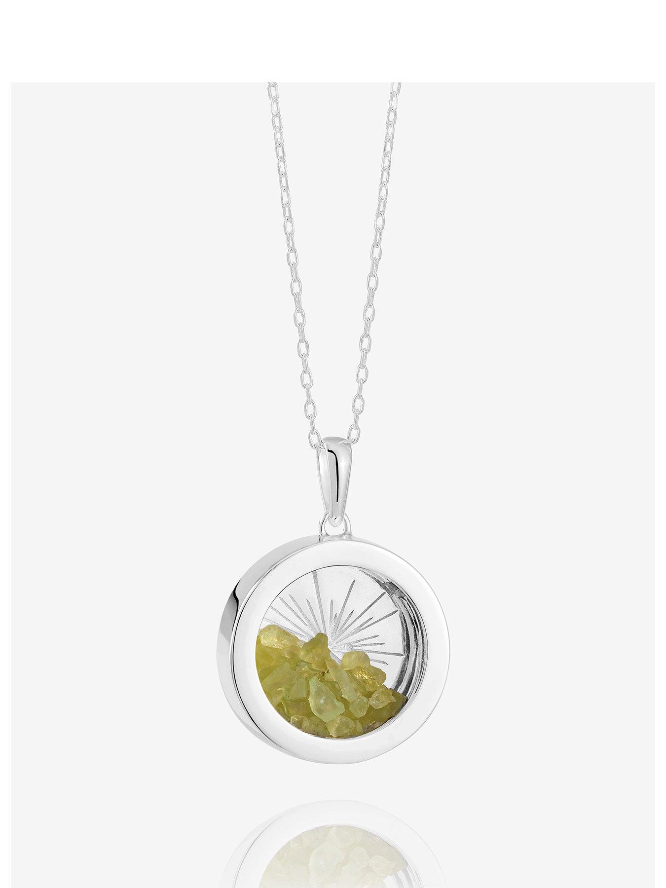 Rachel Jackson Medium Deco Sun Amulet Birthstone Necklace Silver