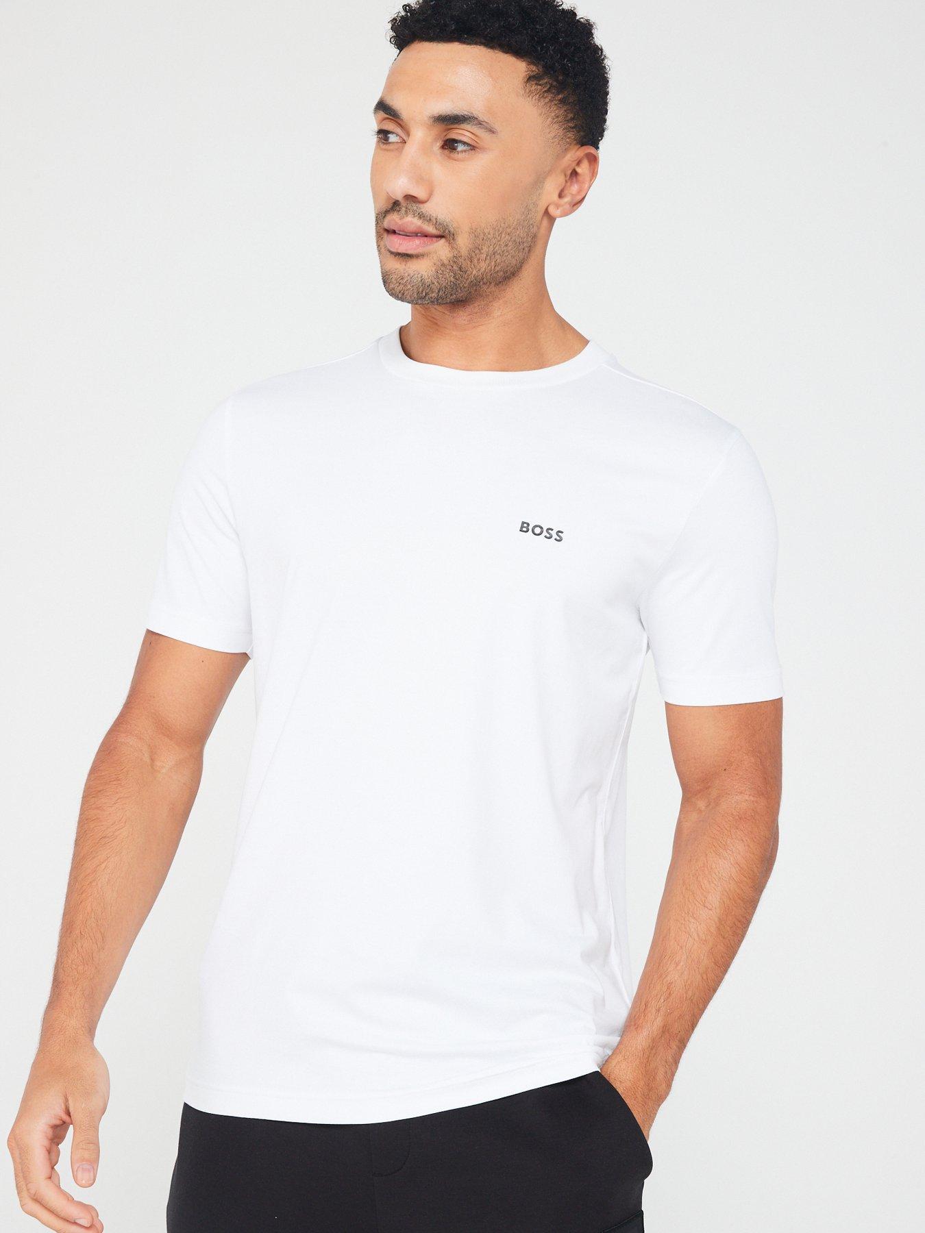 Image 1 of 4 of BOSS Mens Logo Crew Neck Stretch T-Shirt - White