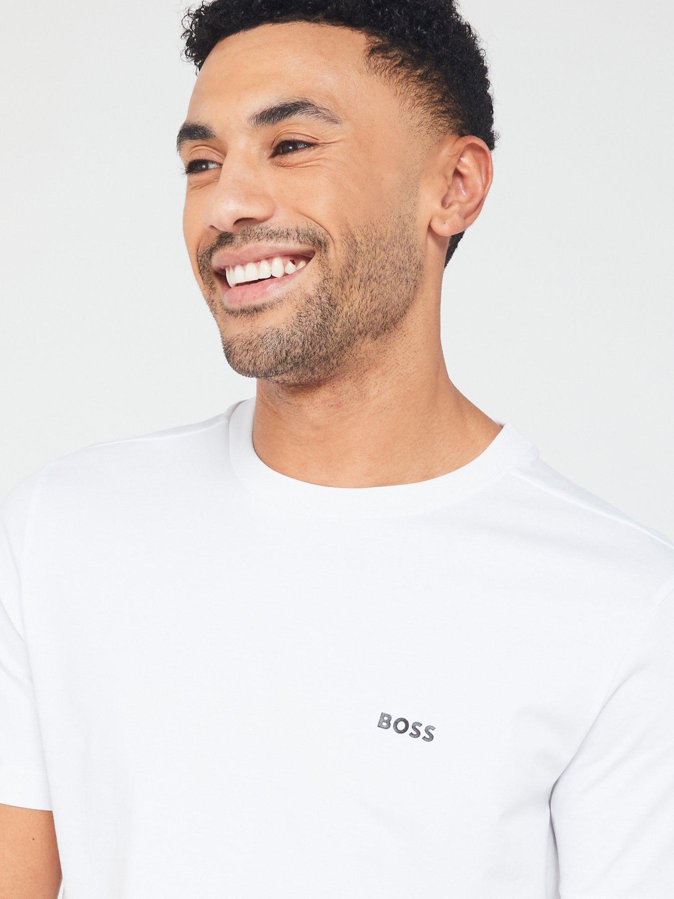 Image 4 of 4 of BOSS Mens Logo Crew Neck Stretch T-Shirt - White