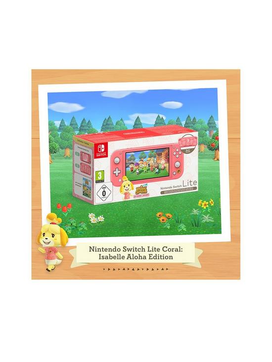stillFront image of nintendo-switch-lite-coral-isabelle-alhoa-edition-console-with-free-animal-crossing-new-horizons