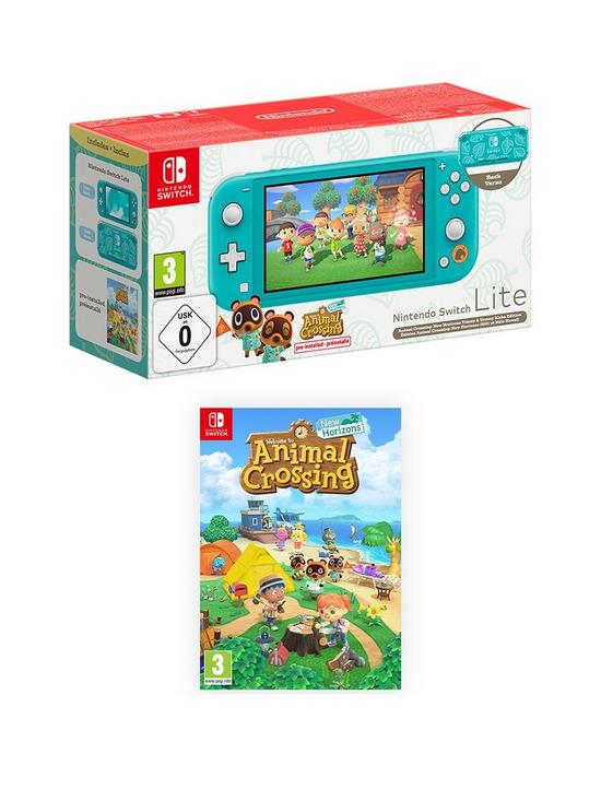front image of nintendo-switch-lite-turquoise-timmy-amp-tommys-edition-with-free-animal-crossing-new-horizons