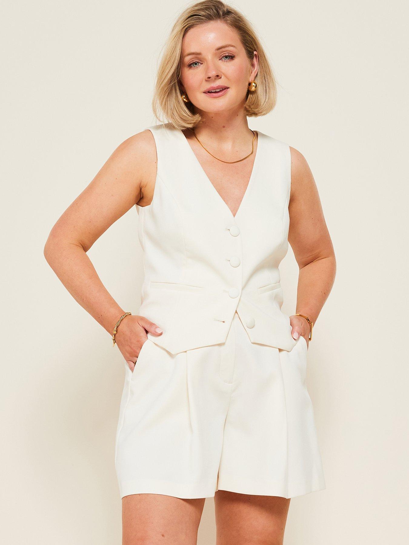 undefined X Laura Byrnes Double Button Waistcoat - Cream