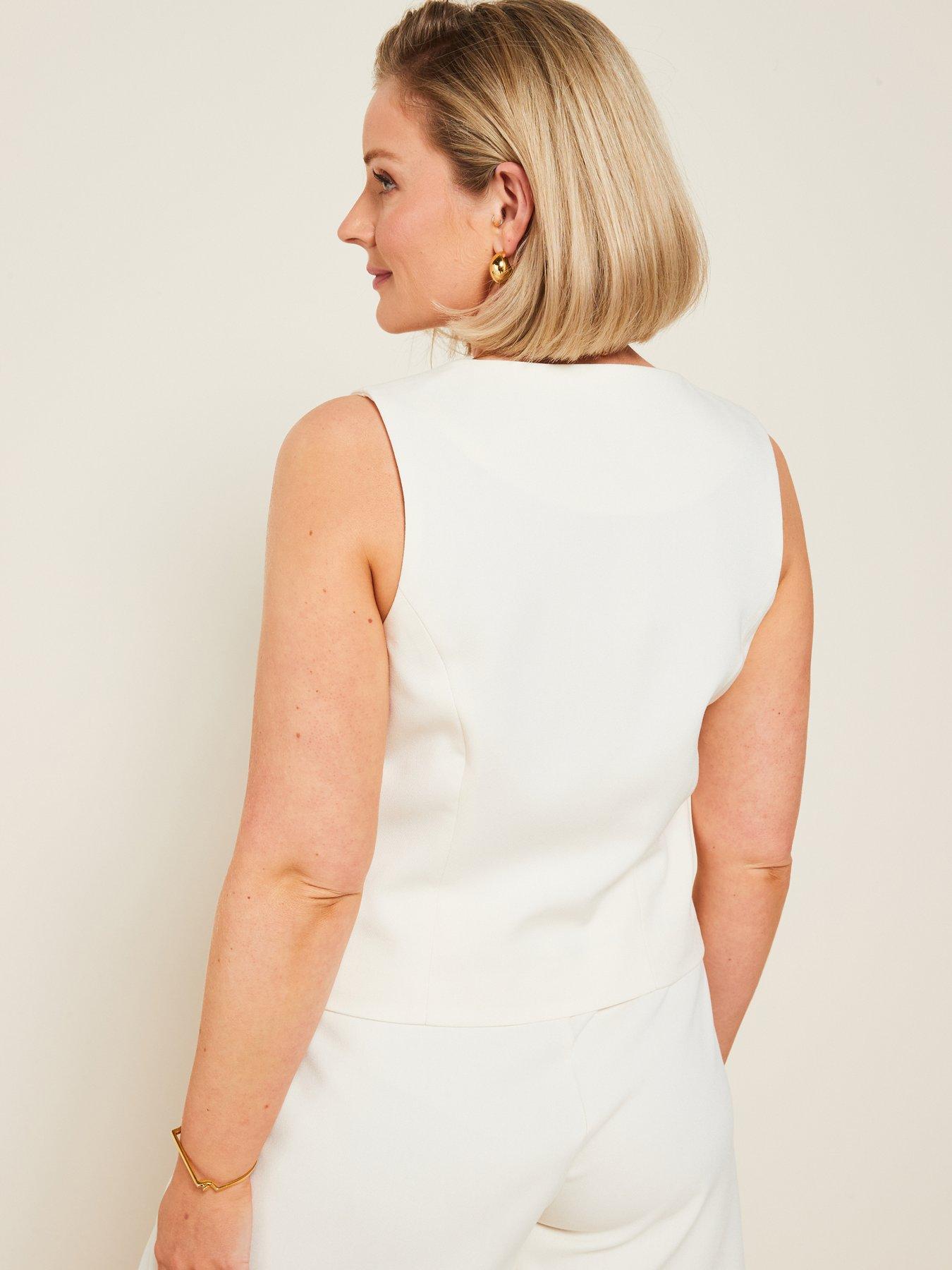 Image 2 of 4 of V by Very X Laura Byrnes Double Button Waistcoat - Cream