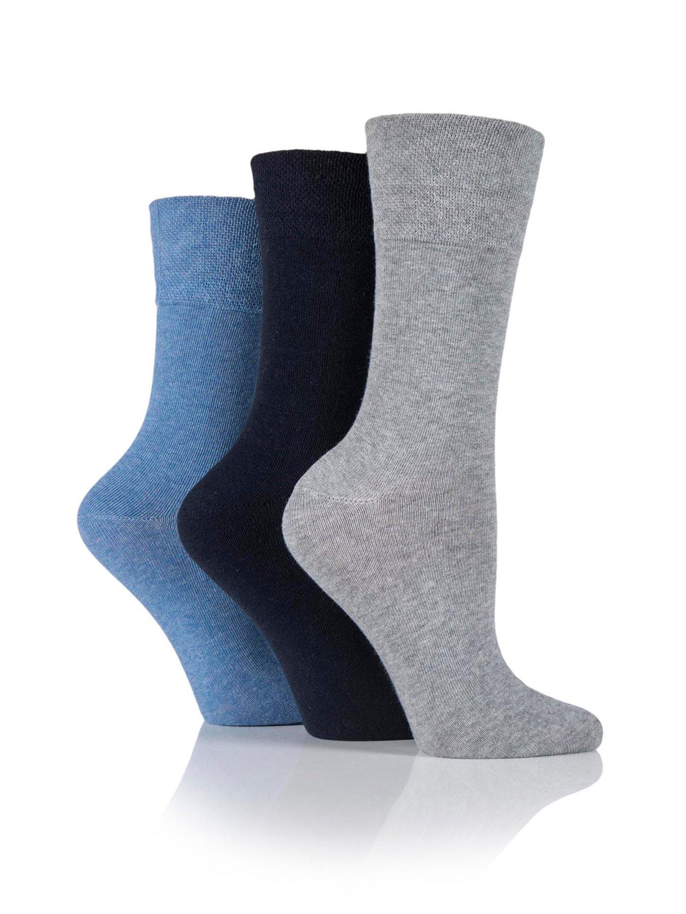 undefined 3 Pair Ladies Iomi Footnurse Gentle Grip Diabetic Socks - Multi