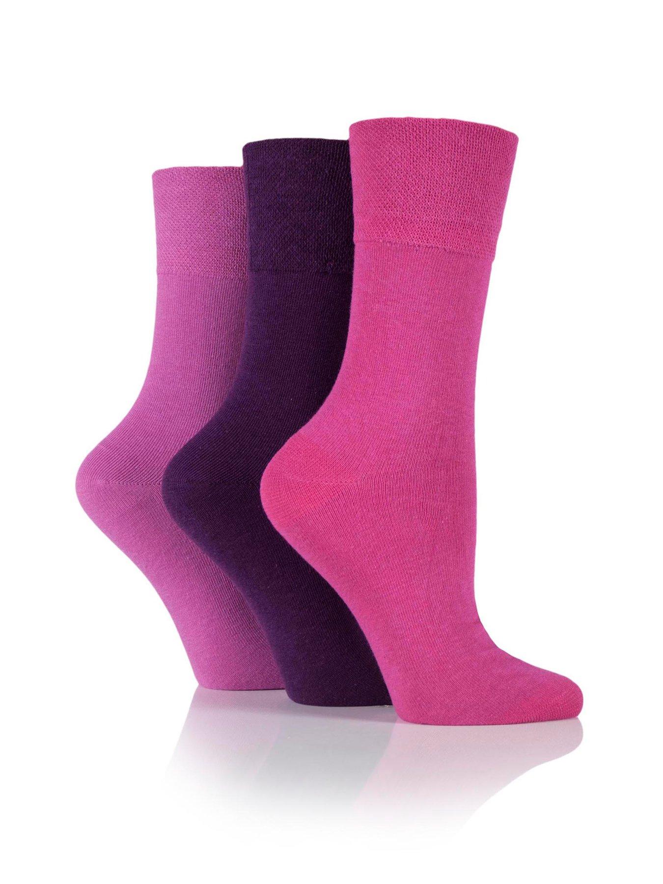 undefined 3 Pair Ladies Iomi Footnurse Gentle Grip Diabetic Socks - Multi