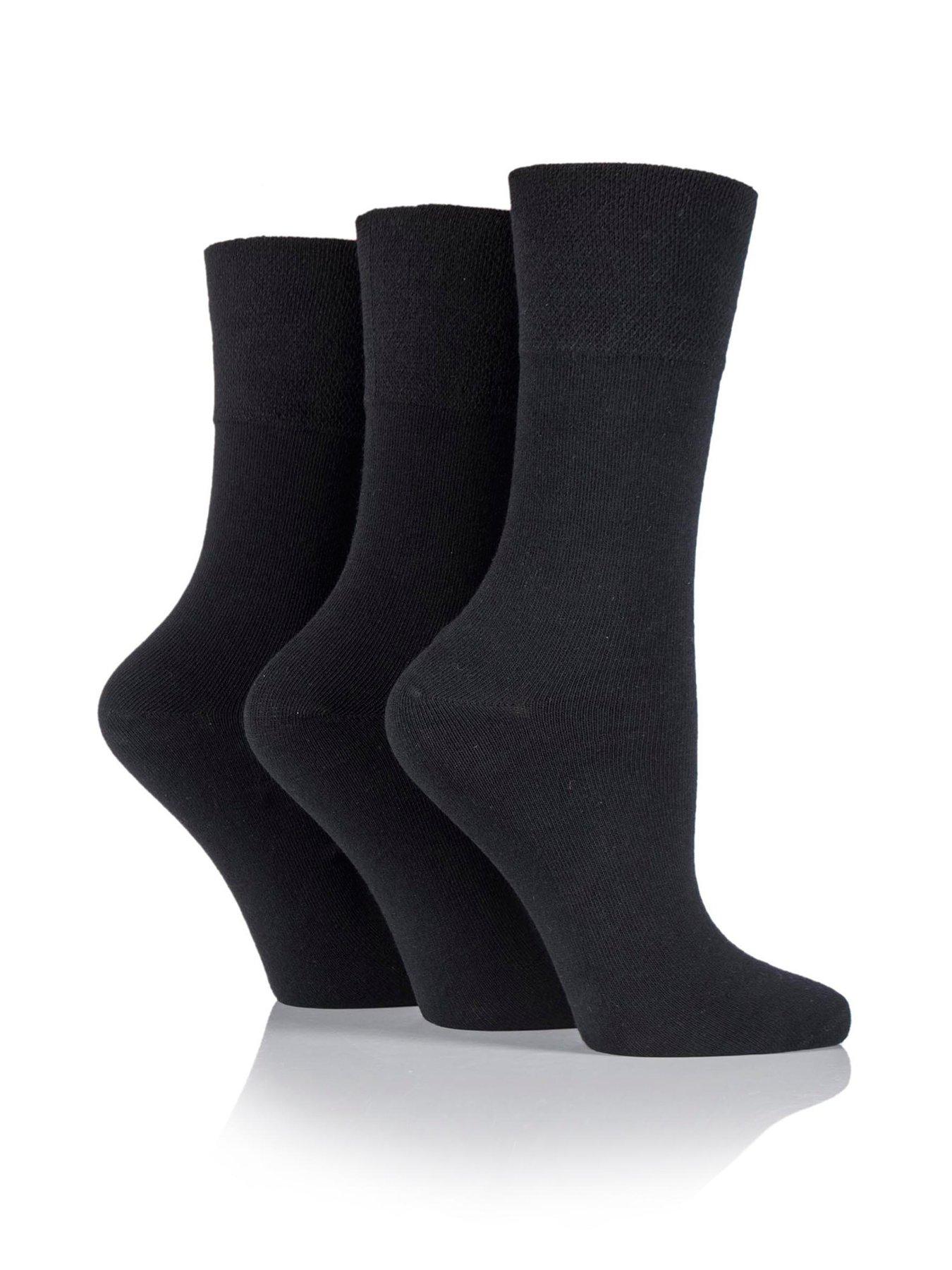 undefined 3 Pair Ladies Gentle Grip Core Plain - Black