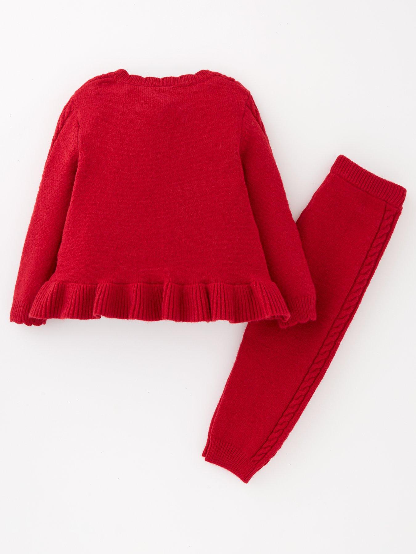 River Island Baby Baby Girls Cable Knit Cardigan Set Red