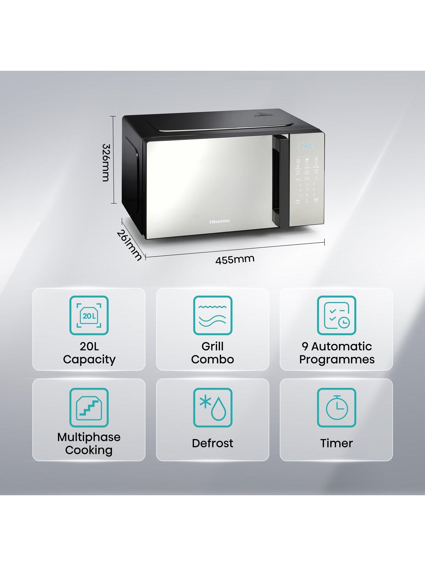  image of hisense-20-litre-microwave-mirror-look--black-stainless-steel