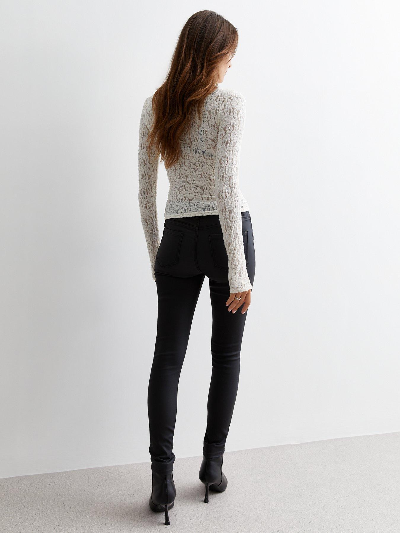 New Look Cream Lace High Neck Top