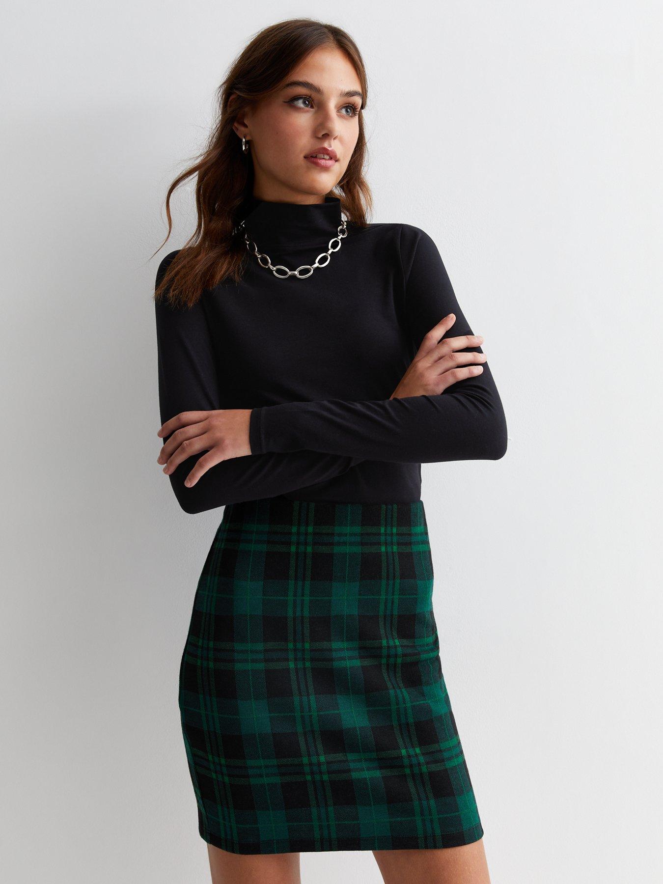 Green hotsell check skirt