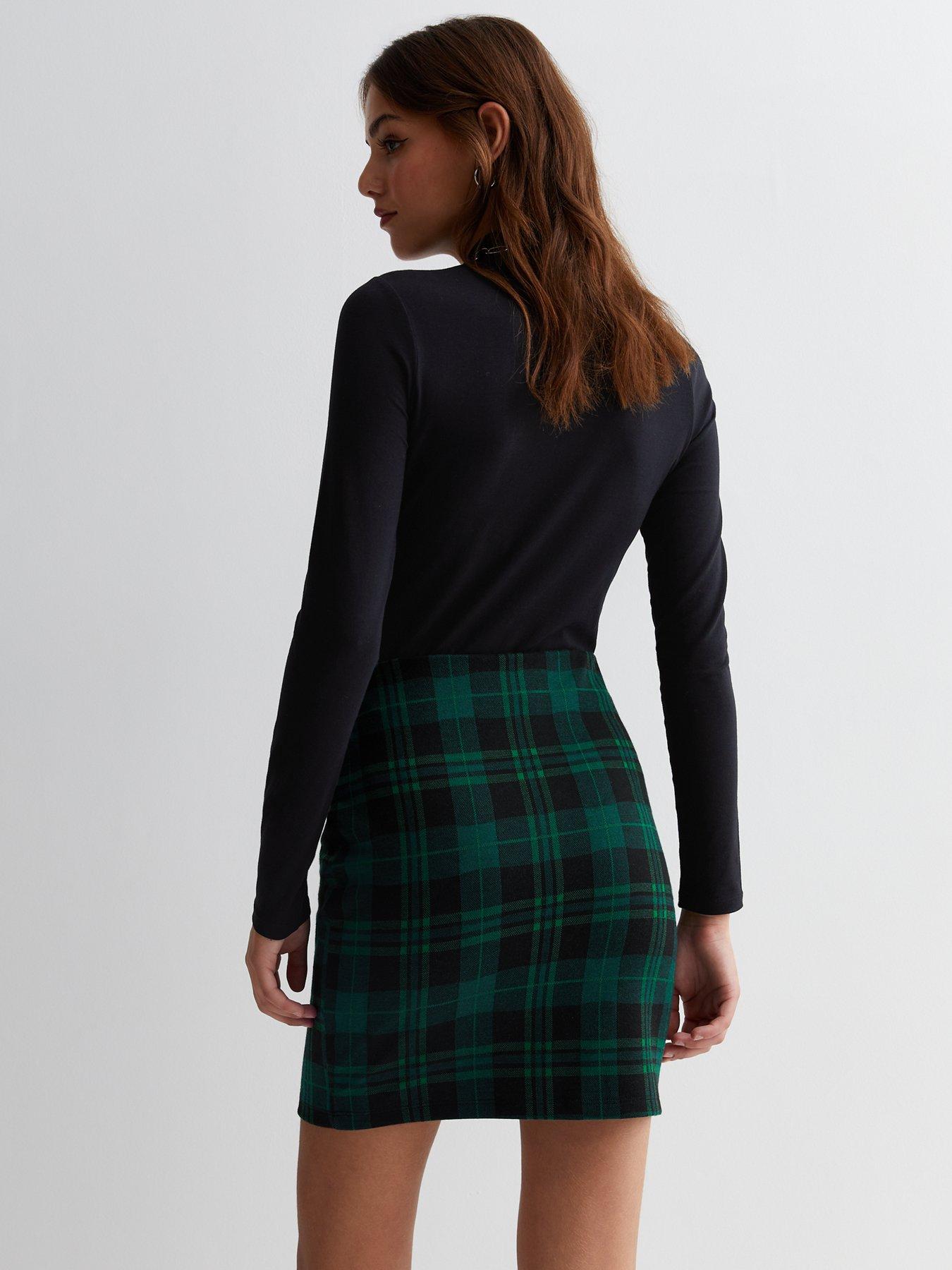 Green check 2024 mini skirt