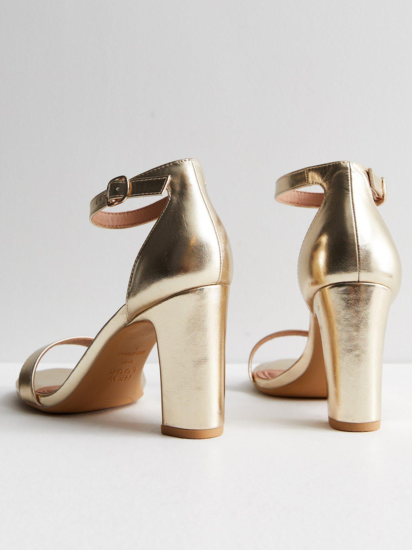 Wide fit gold block best sale heel sandals