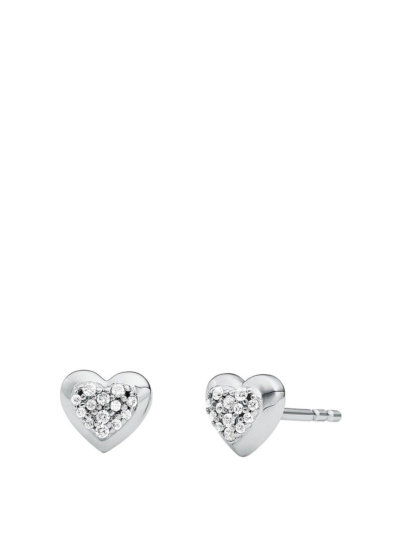 Michael Kors 14K Rose Gold-Plated Sterling Silver Crystal Heart Stud  Earrings | Square One