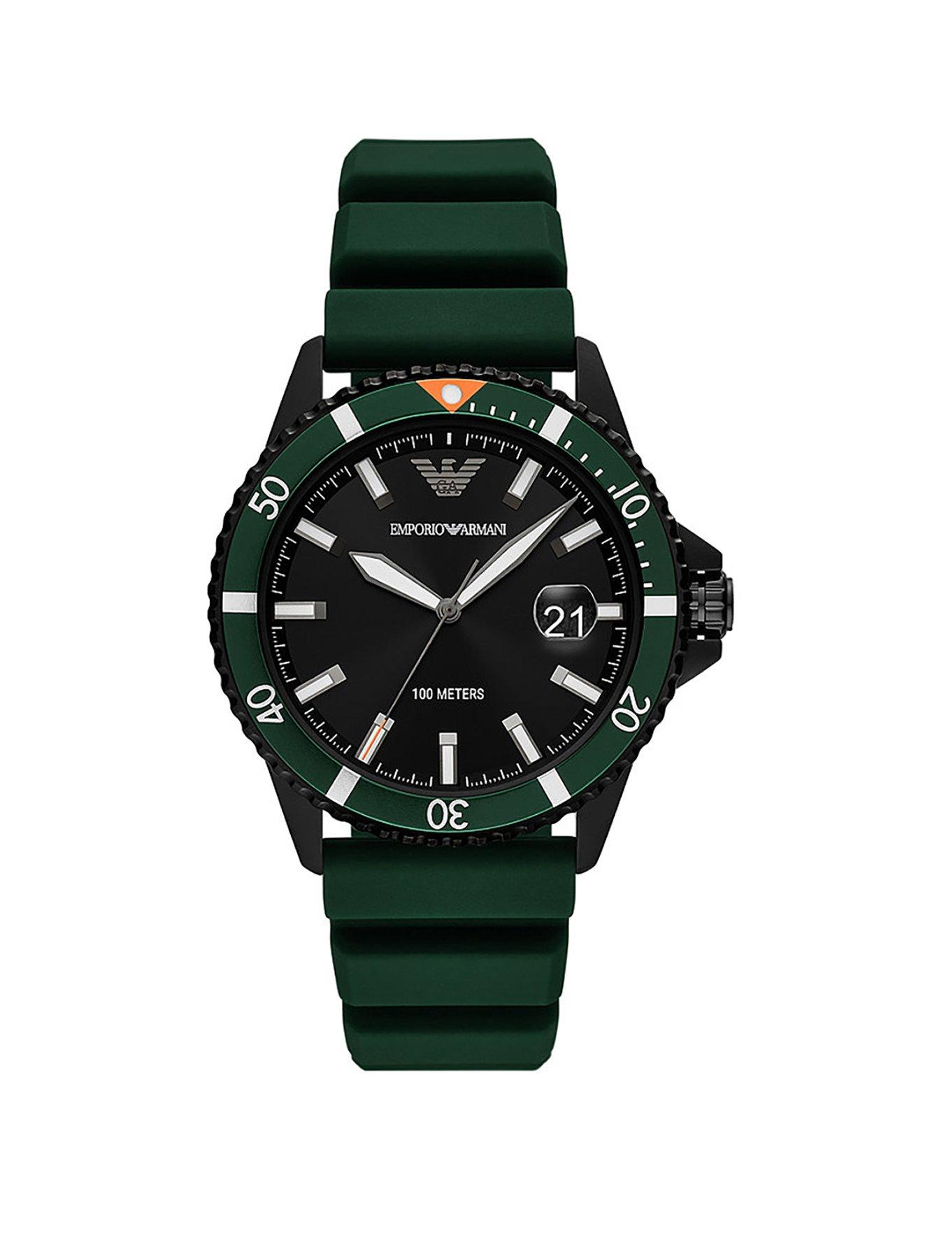 Armani green strap deals watch