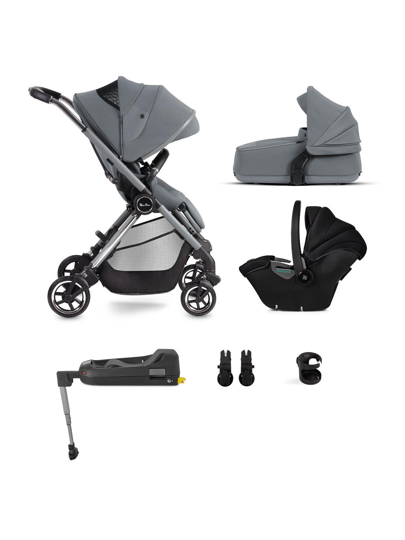 Silver Cross Dune Compact Pushchair Travel Pack Car Seat, Base, Cup