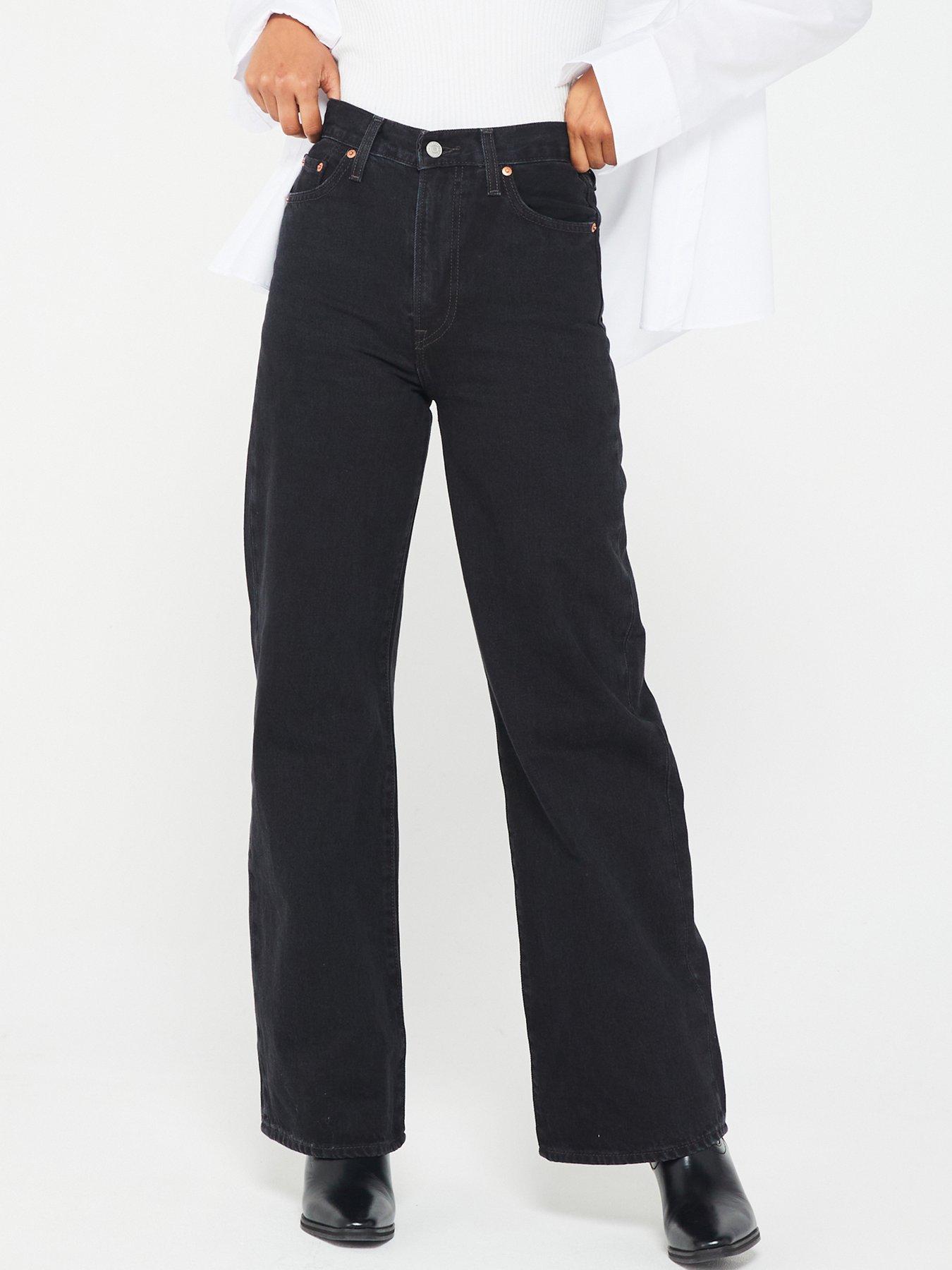undefined Ribcage Wide Leg Jeans - Rosie Posie Black