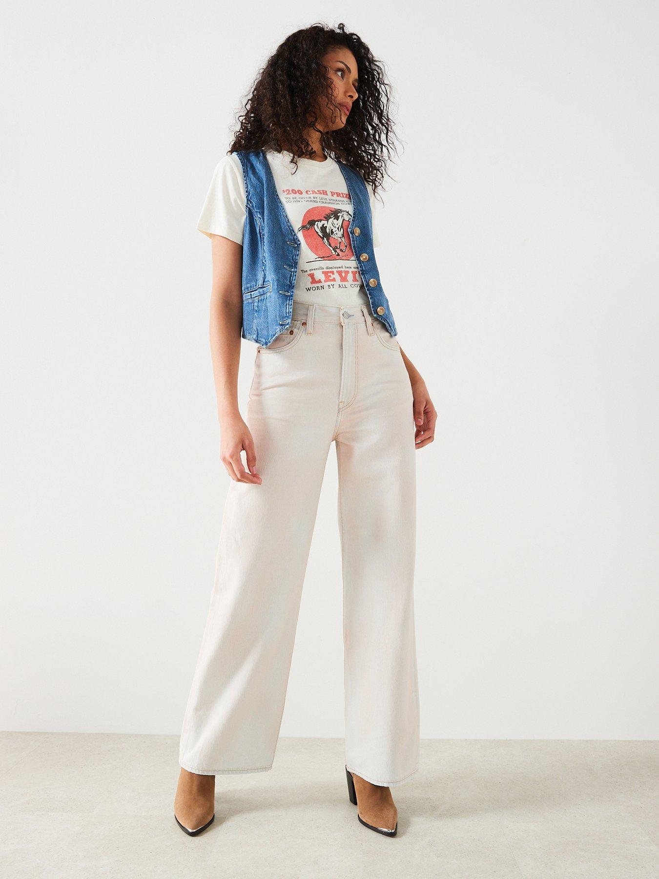 Levi's Ribcage Wide Leg Jean Fairy Dust Light Cream Littlewoods