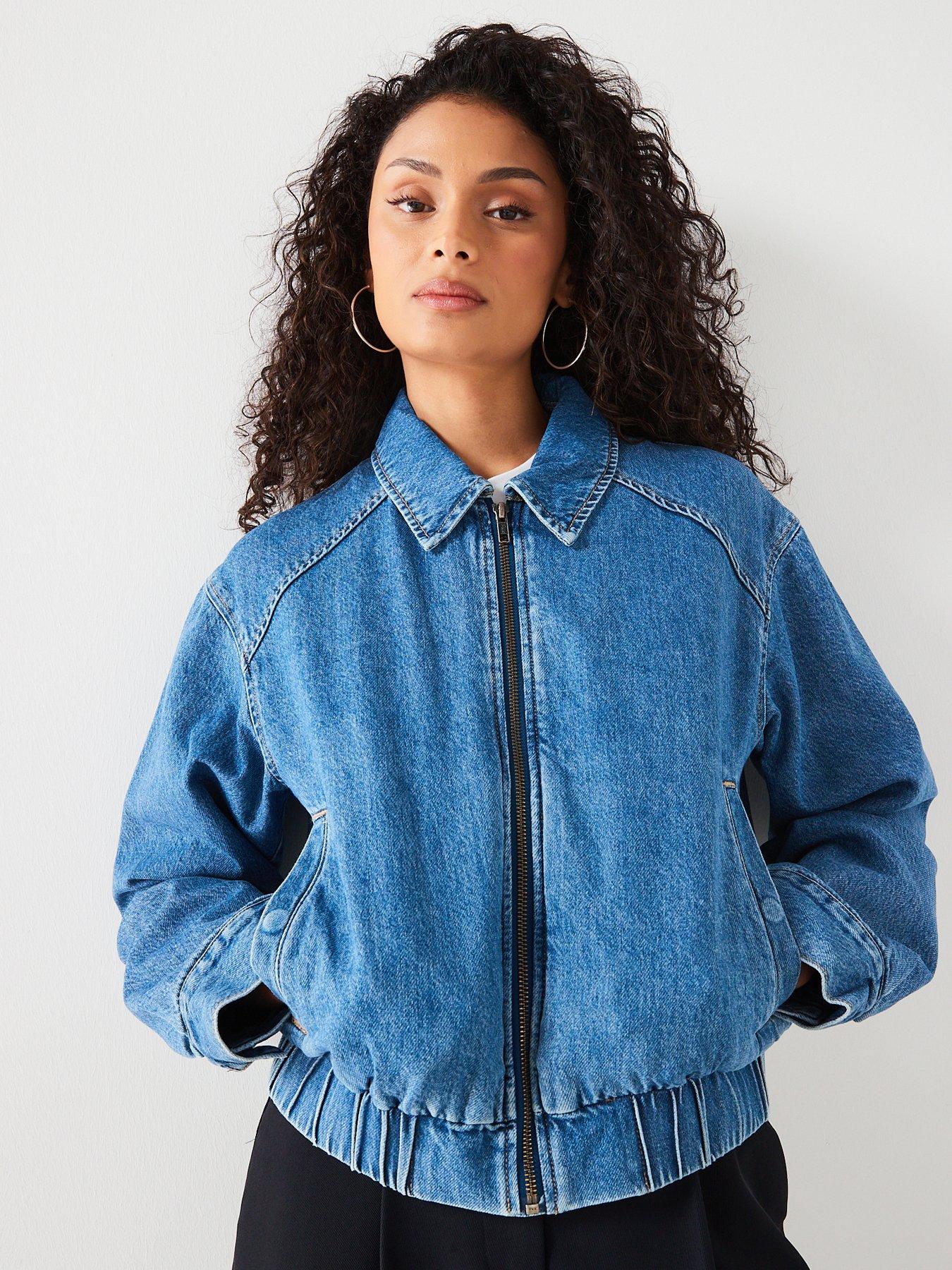 Ingrid Shrunken Denim Bomber Jacket Cause And Effect