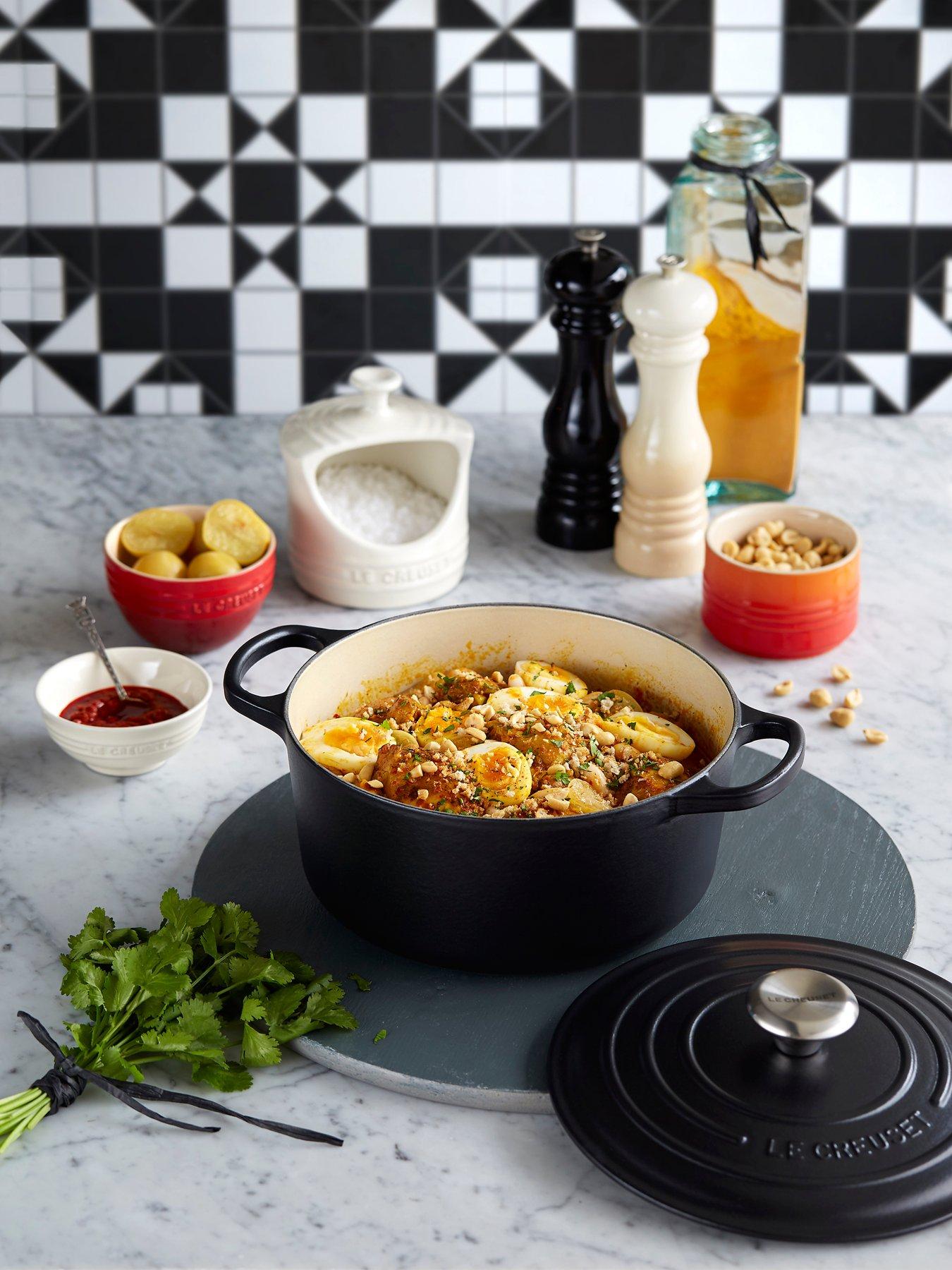  image of le-creuset-signature-cast-iron-round-26-cm-casserole-in-satin-black