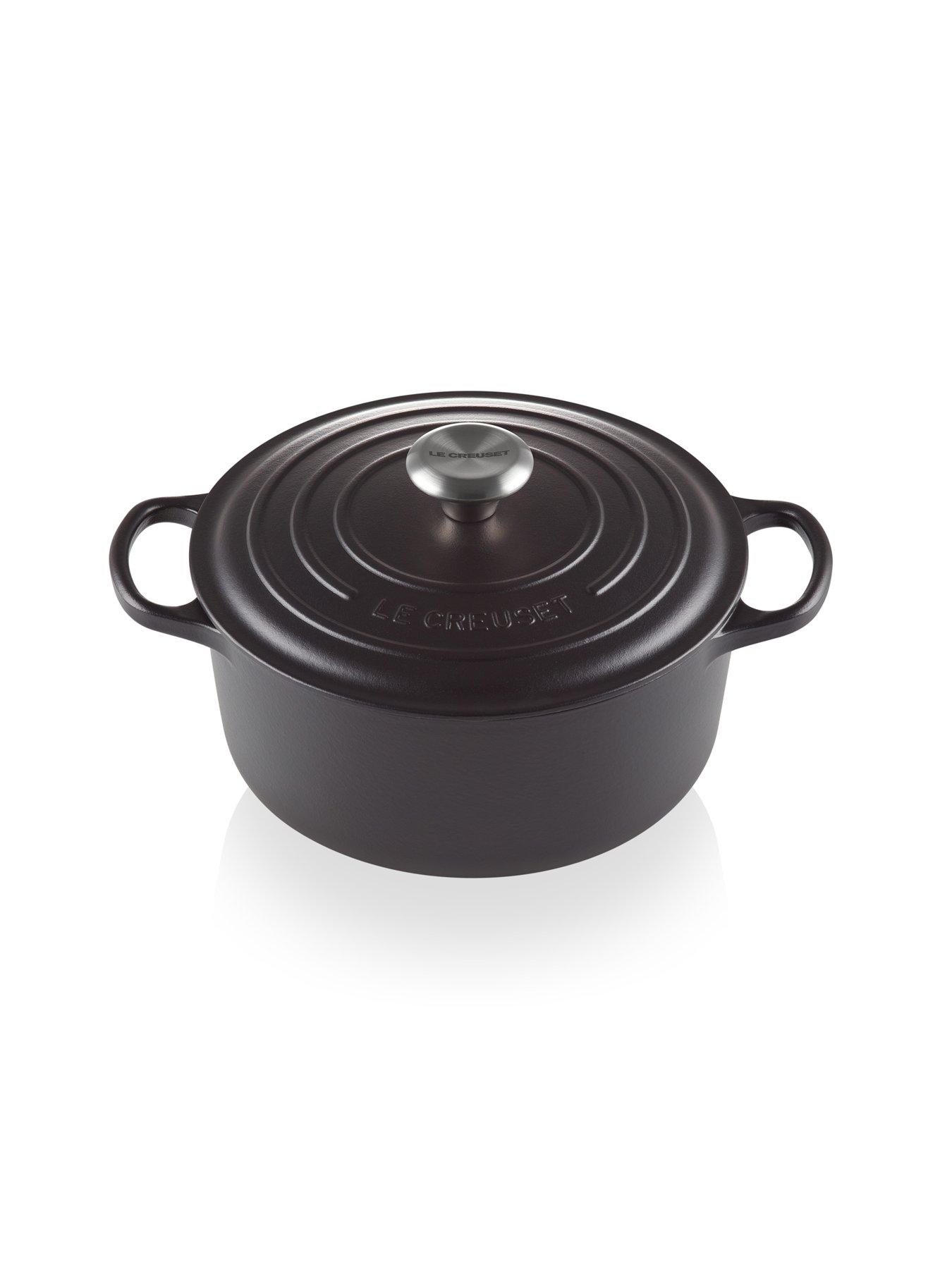  image of le-creuset-signature-cast-iron-round-26-cm-casserole-in-satin-black