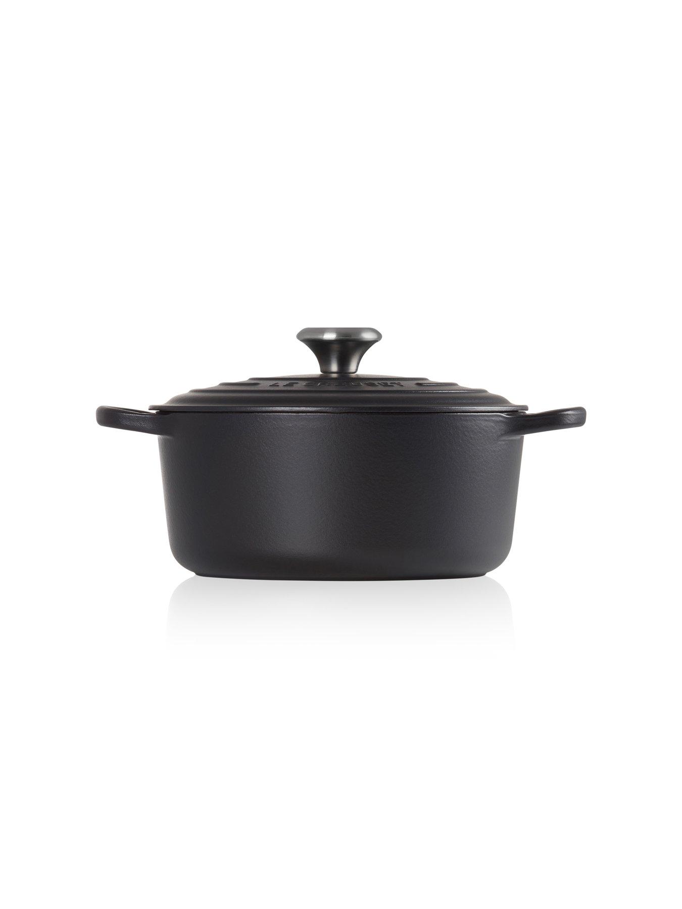  image of le-creuset-signature-cast-iron-round-26-cm-casserole-in-satin-black