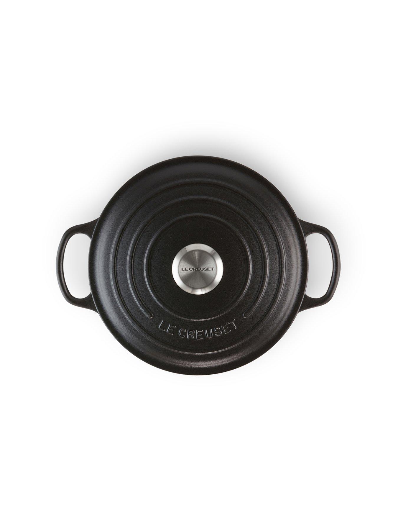  image of le-creuset-signature-cast-iron-round-26-cm-casserole-in-satin-black