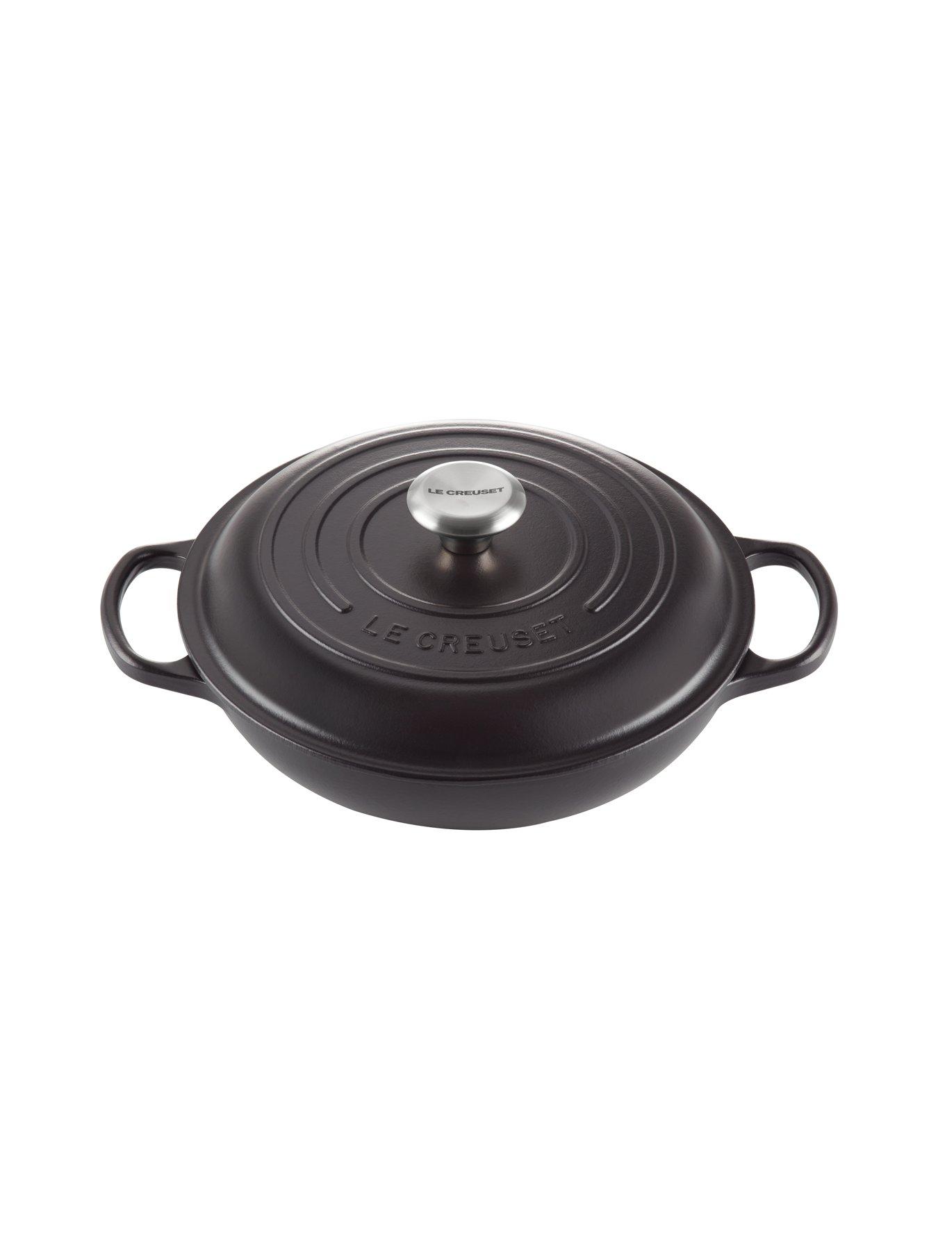  image of le-creuset-signature-30-cm-shallow-cast-iron-casserole-in-satin-black