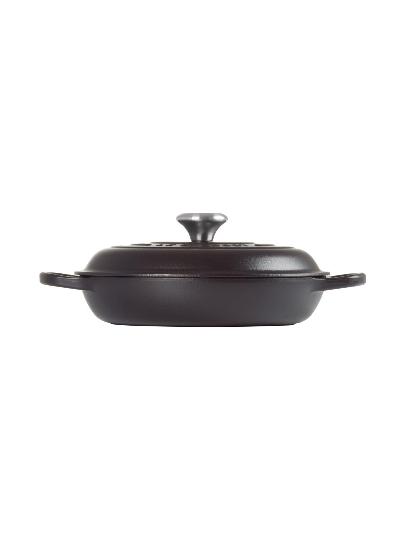 image of le-creuset-signature-30-cm-shallow-cast-iron-casserole-in-satin-black