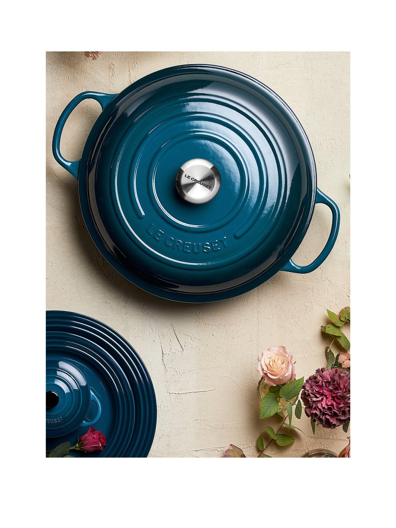 undefined Signature 30 cm Shallow Cast Iron Casserole in Deep Teal
