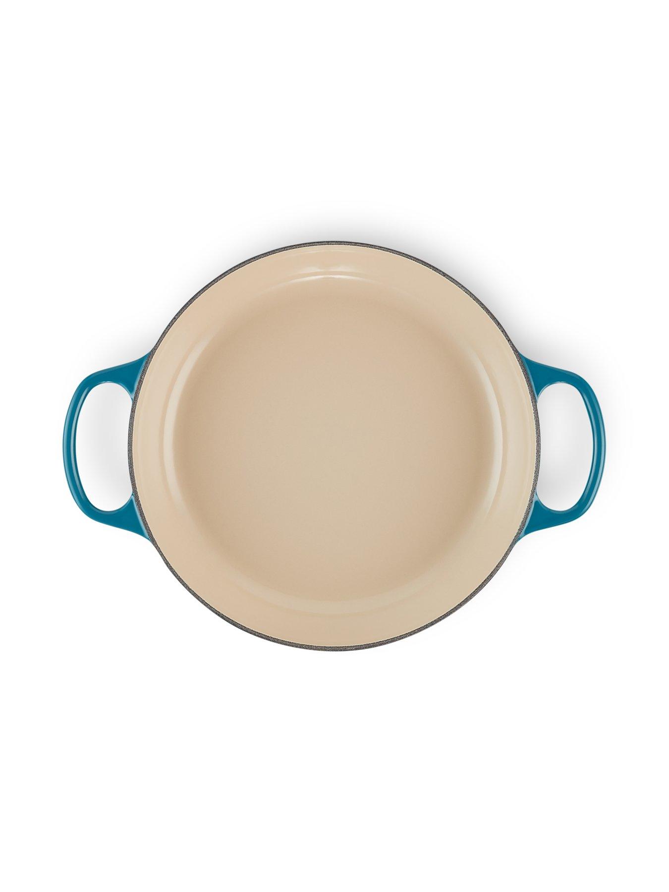 image of le-creuset-signature-30-cm-shallow-cast-iron-casserole-in-deep-teal