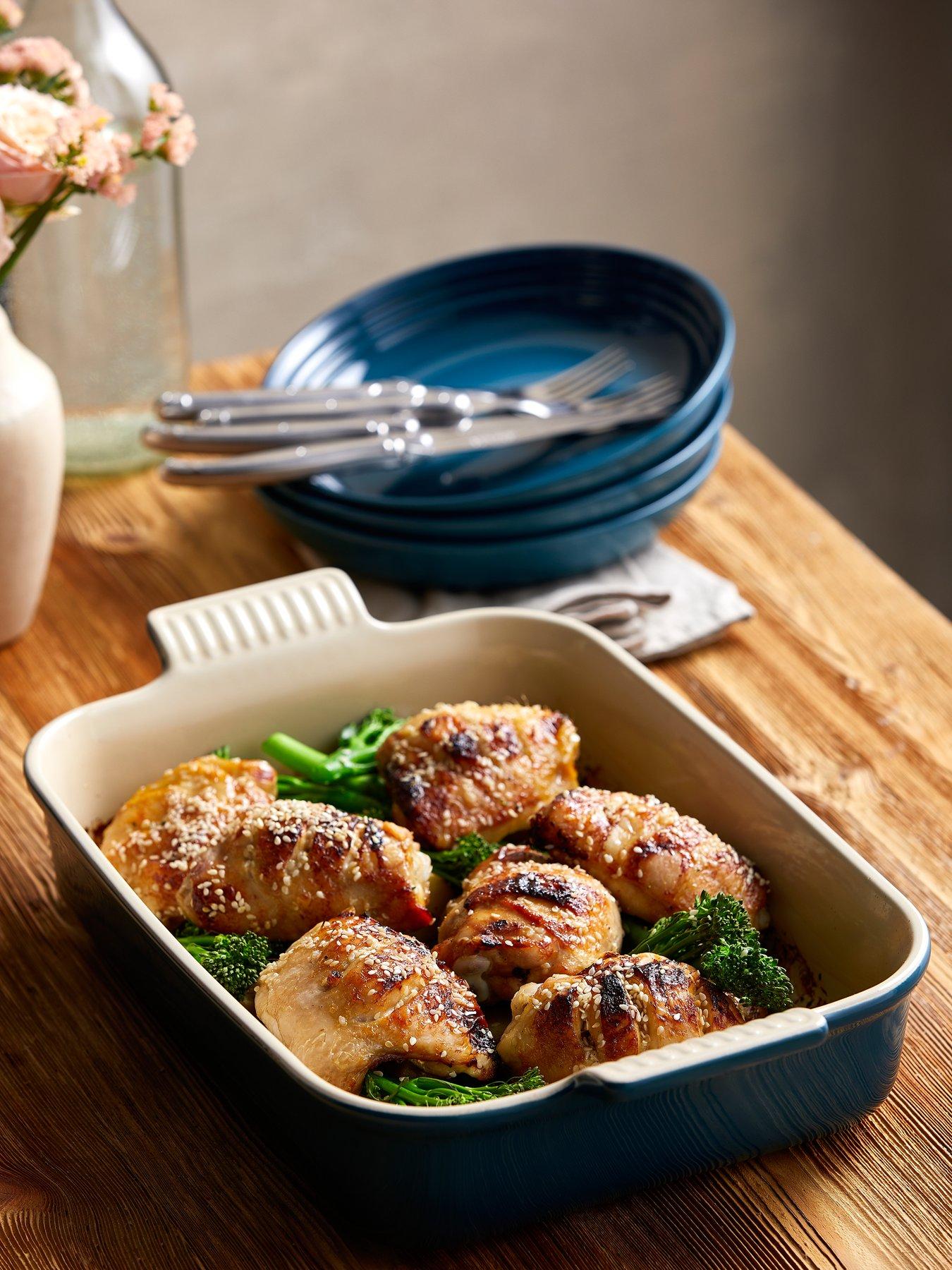 Image 2 of 6 of Le Creuset Heritage Stoneware 26 cm Medium Rectangular Dish in Deep Teal