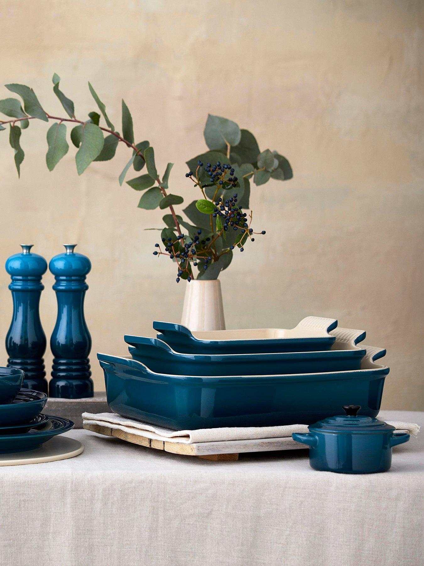 Image 3 of 6 of Le Creuset Heritage Stoneware 26 cm Medium Rectangular Dish in Deep Teal