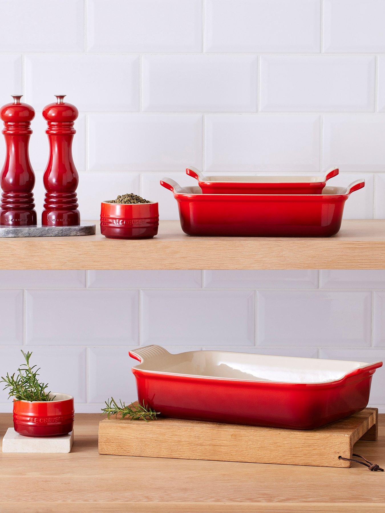  image of le-creuset-heritage-stoneware-32-cm-large-rectangular-dish-in-cerise