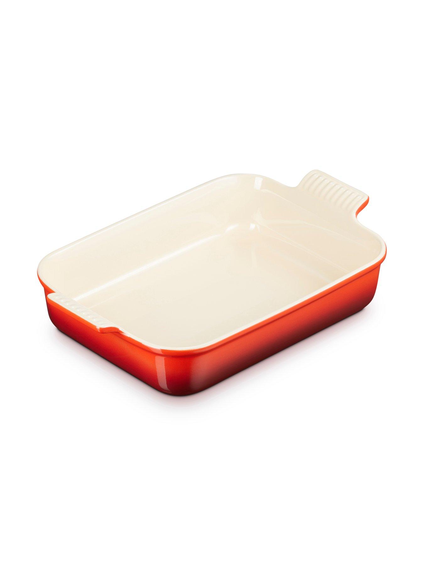  image of le-creuset-heritage-stoneware-32-cm-large-rectangular-dish-in-cerise