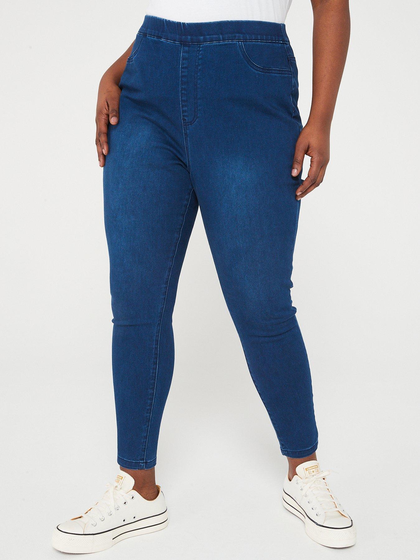V by Very Curve High Waist Stretch Denim Jegging - Midi Wash