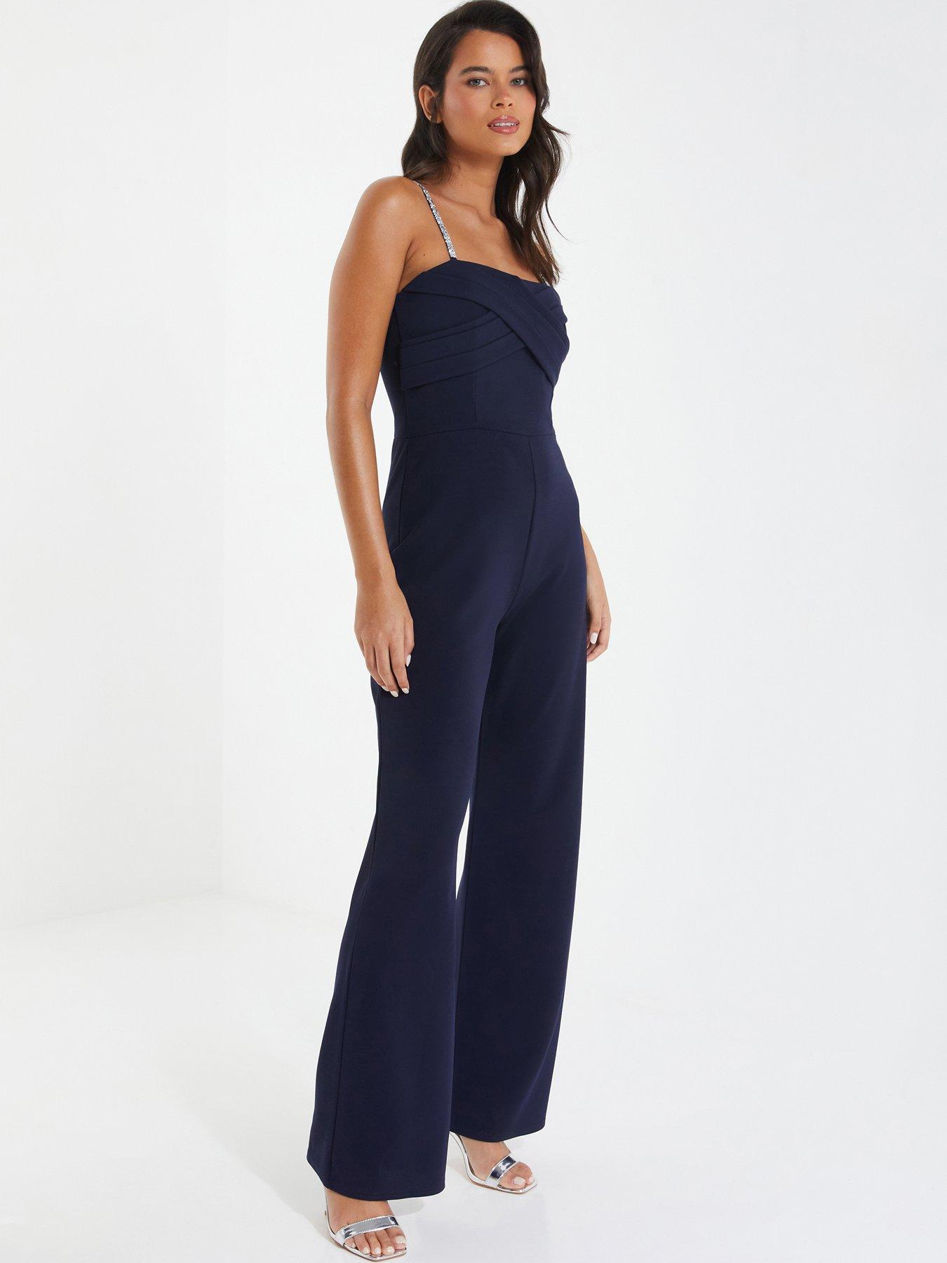 Quiz navy cheap palazzo jumpsuit