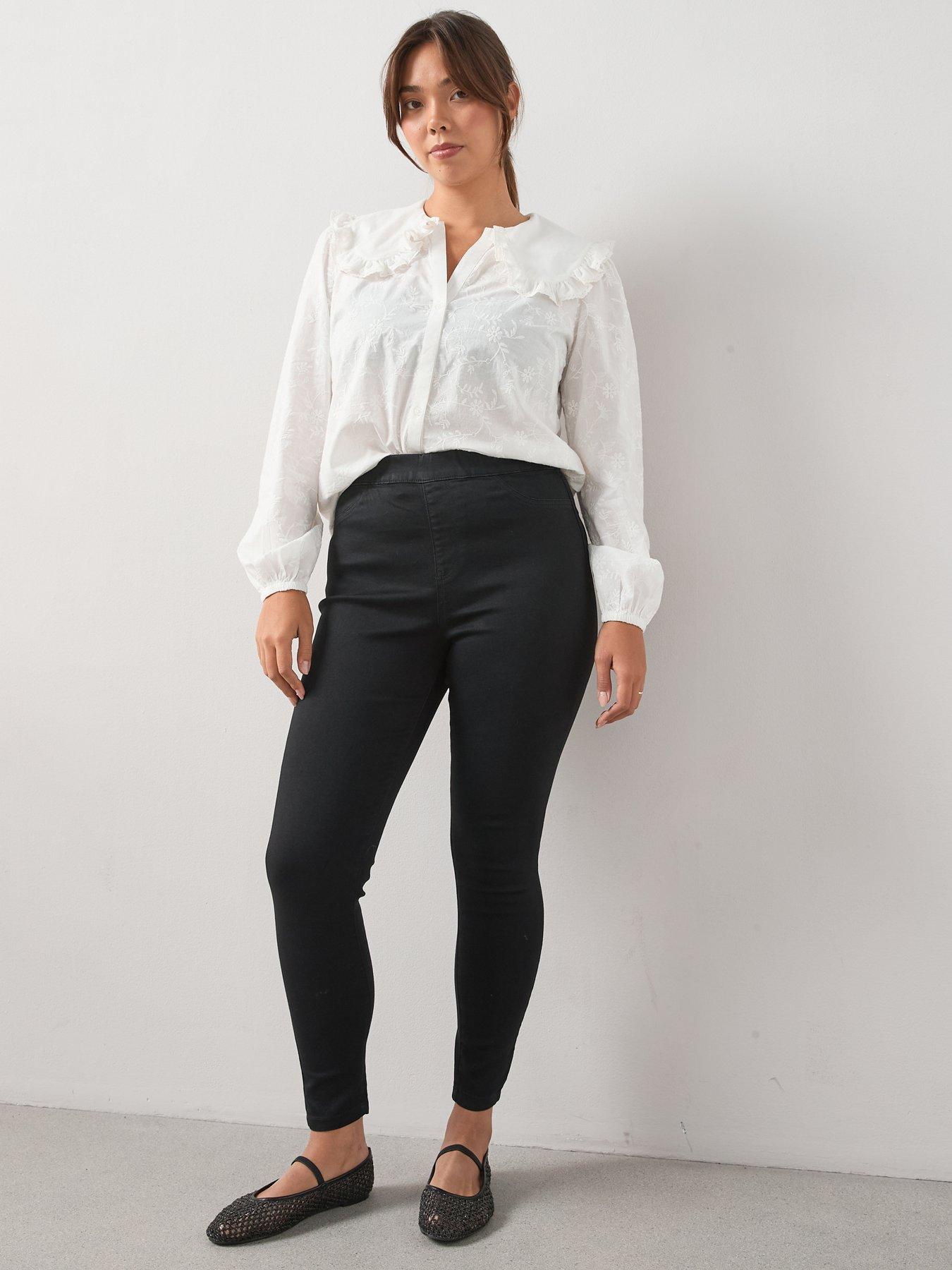 Image 4 of 6 of V by Very Curve High Waist Stretch Denim Jegging - Black